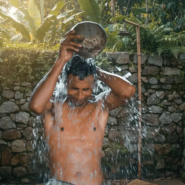 Men using body wash and shower gel for daily bathing