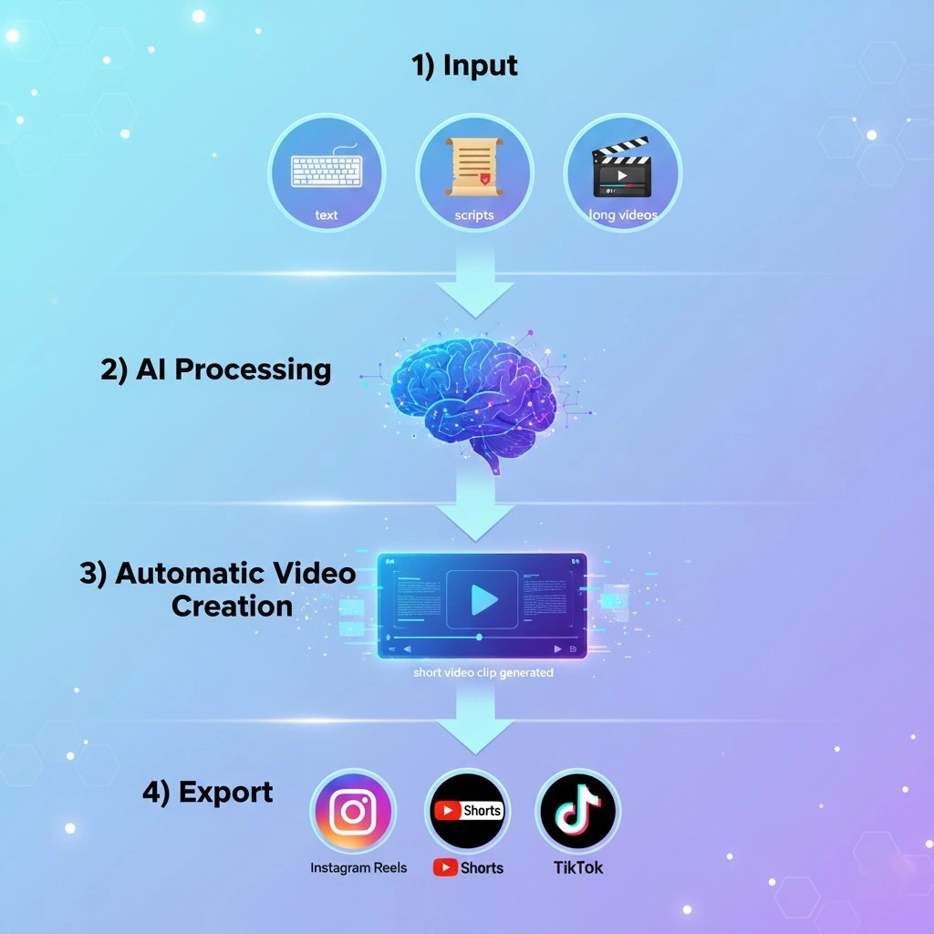 AI video tools workflow infographic for short videos